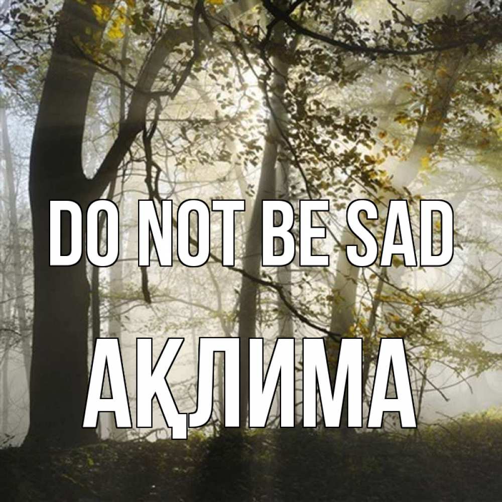Greetings card с именем, АҚЛИМА Do not be sad лес и свет Greetings with text for free download 