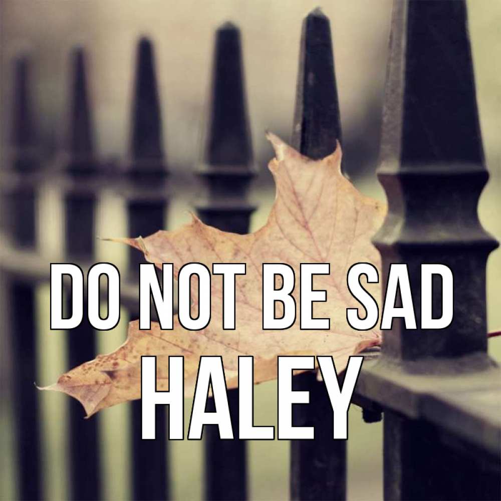 Greetings card с именем, Haley Do not be sad лист клена Greetings with text for free download 