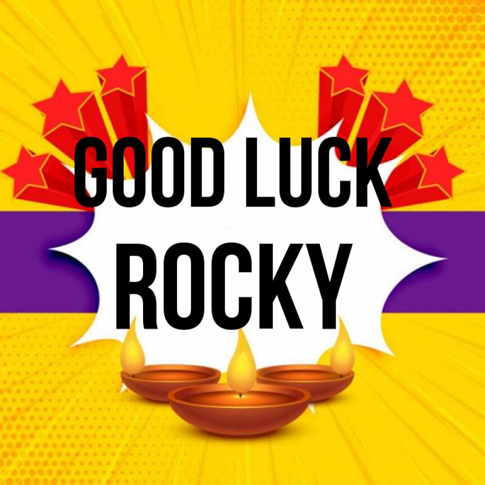 Greetings card с именем, Rocky Good luck векторное изображение Greetings with text for free download 