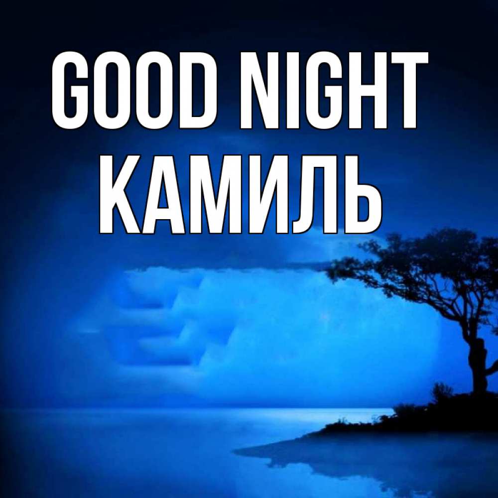 Greetings card с именем, Камиль Good night ночное побережье Greetings with text for free download 