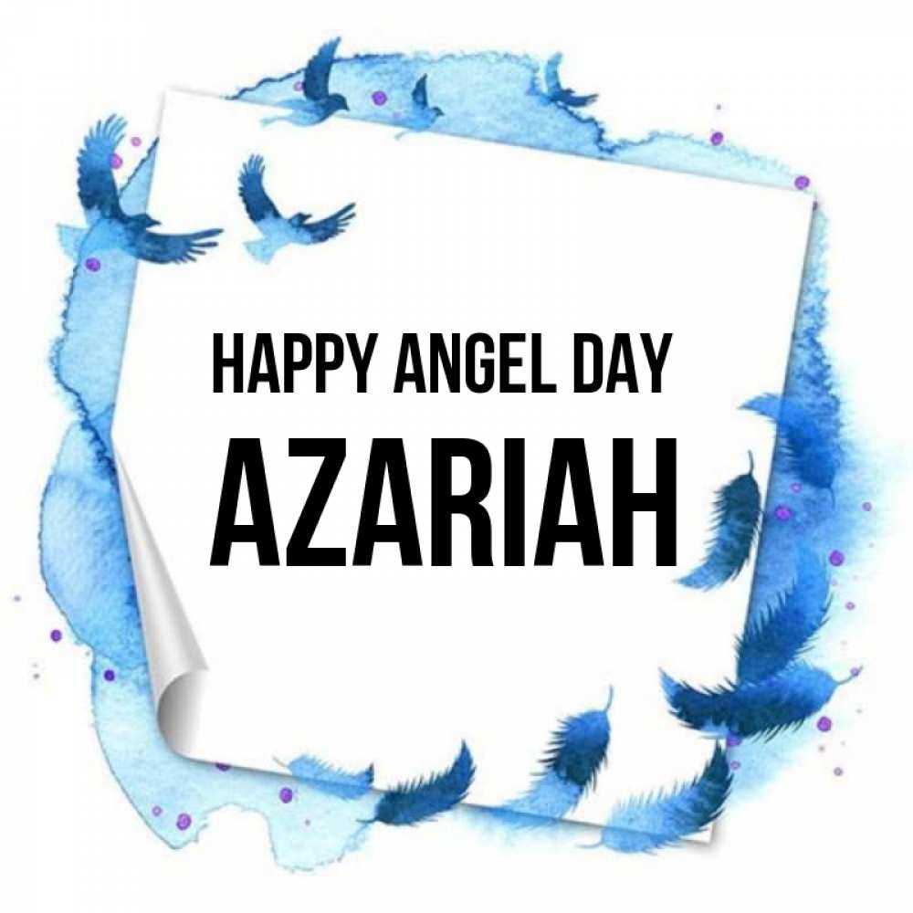 Greetings card с именем, Azariah happy angel day красивые птицы летят Greetings with text for free download 