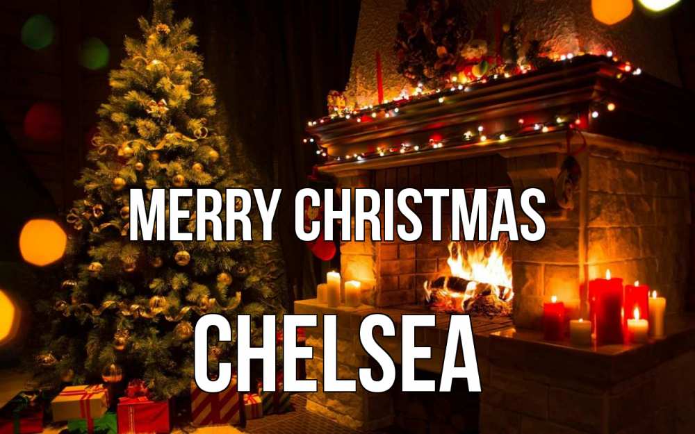 Greetings card с именем, Chelsea Merry Christmas новый год Greetings with text for free download 