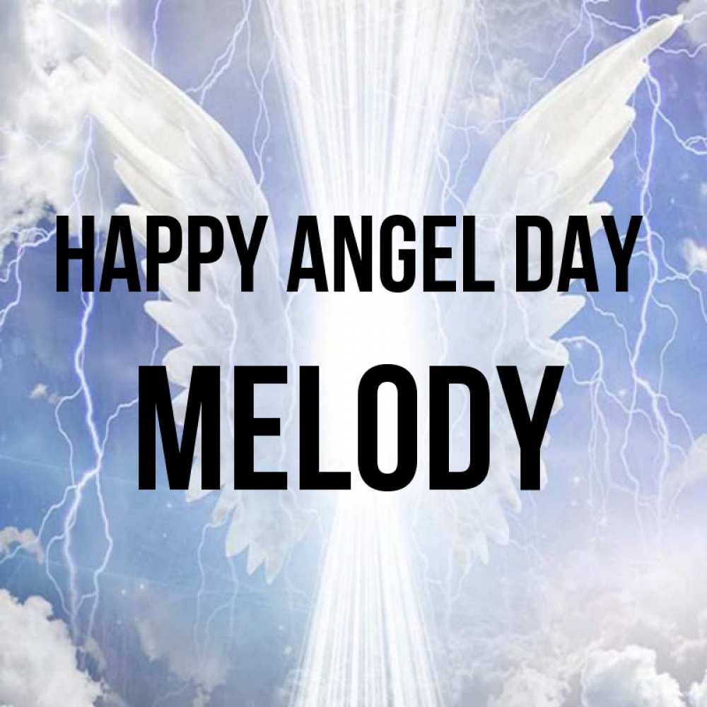 Greetings card с именем, Melody happy angel day молнии на небе и свет Greetings with text for free download 