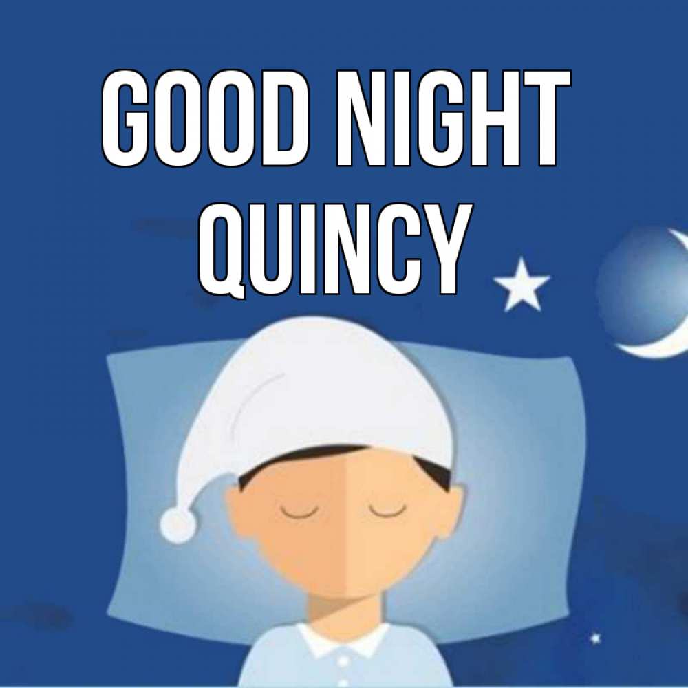 Greetings card с именем, Quincy Good night подушка и шапочка Greetings with text for free download 