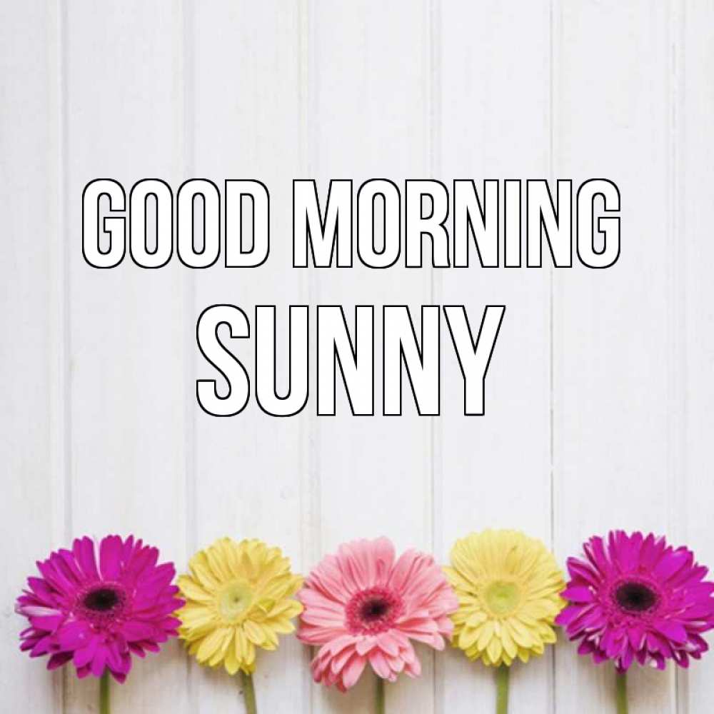 Greetings card с именем, Sunny Good morning красный желтый и розовый цветок Greetings with text for free download 