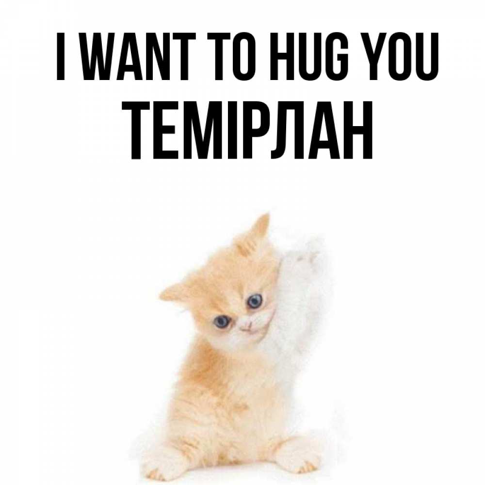 Greetings card с именем, ТЕМІРЛАН I want to hug you я хочу очень скорее обнимаешек Greetings with text for free download 