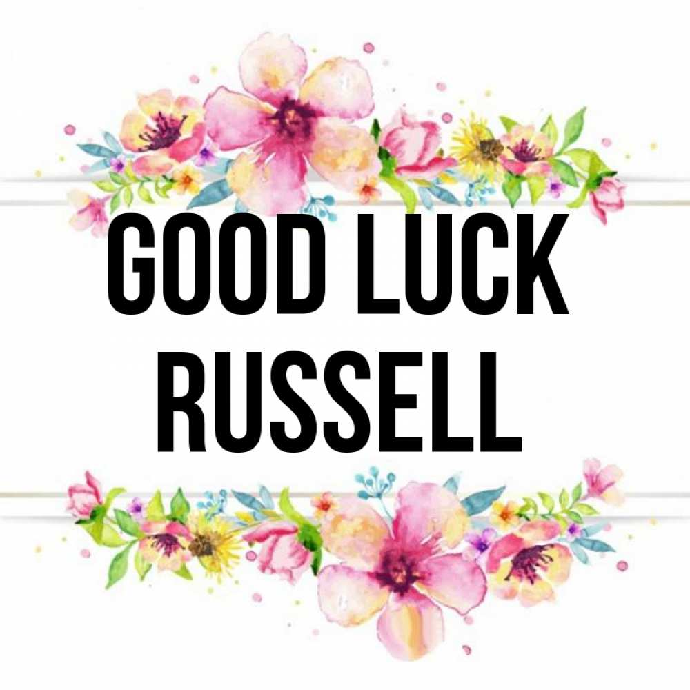 Greetings card с именем, Russell Good luck пусть повезет 1 Greetings with text for free download 