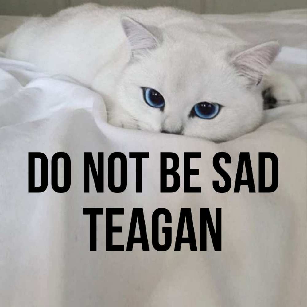 Greetings card с именем, Teagan Do not be sad Голубоглазая кошка Greetings with text for free download 