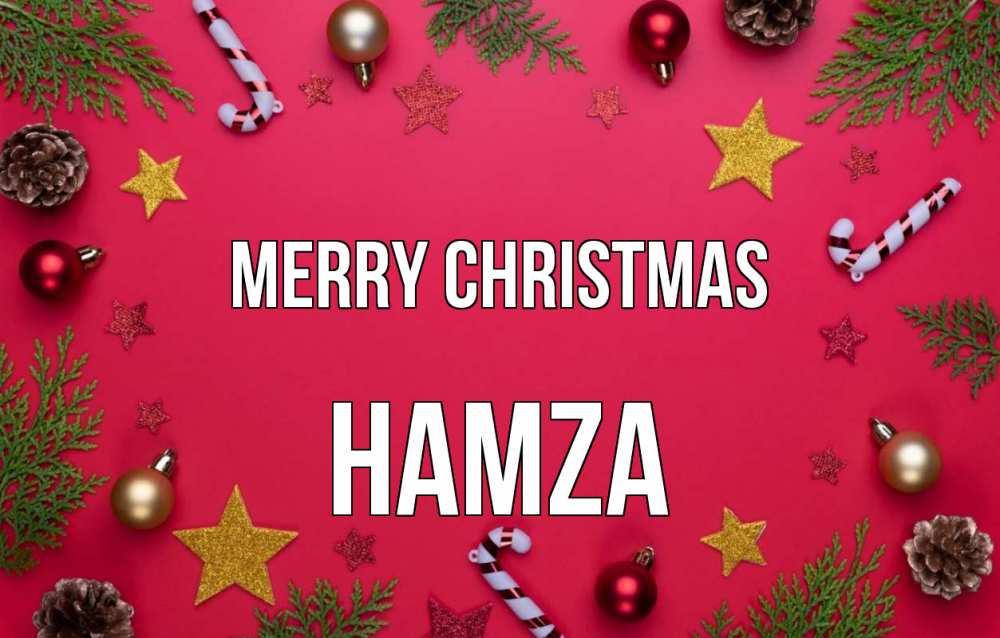 Greetings card с именем, Hamza Merry Christmas с рождеством Greetings with text for free download 