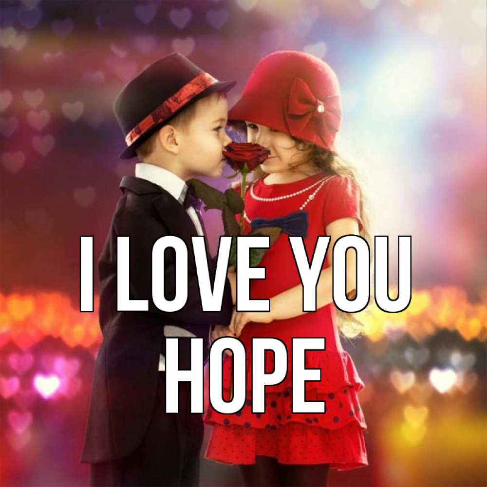 Greetings card с именем, Hope I love you черное и красное и роза Greetings with text for free download 