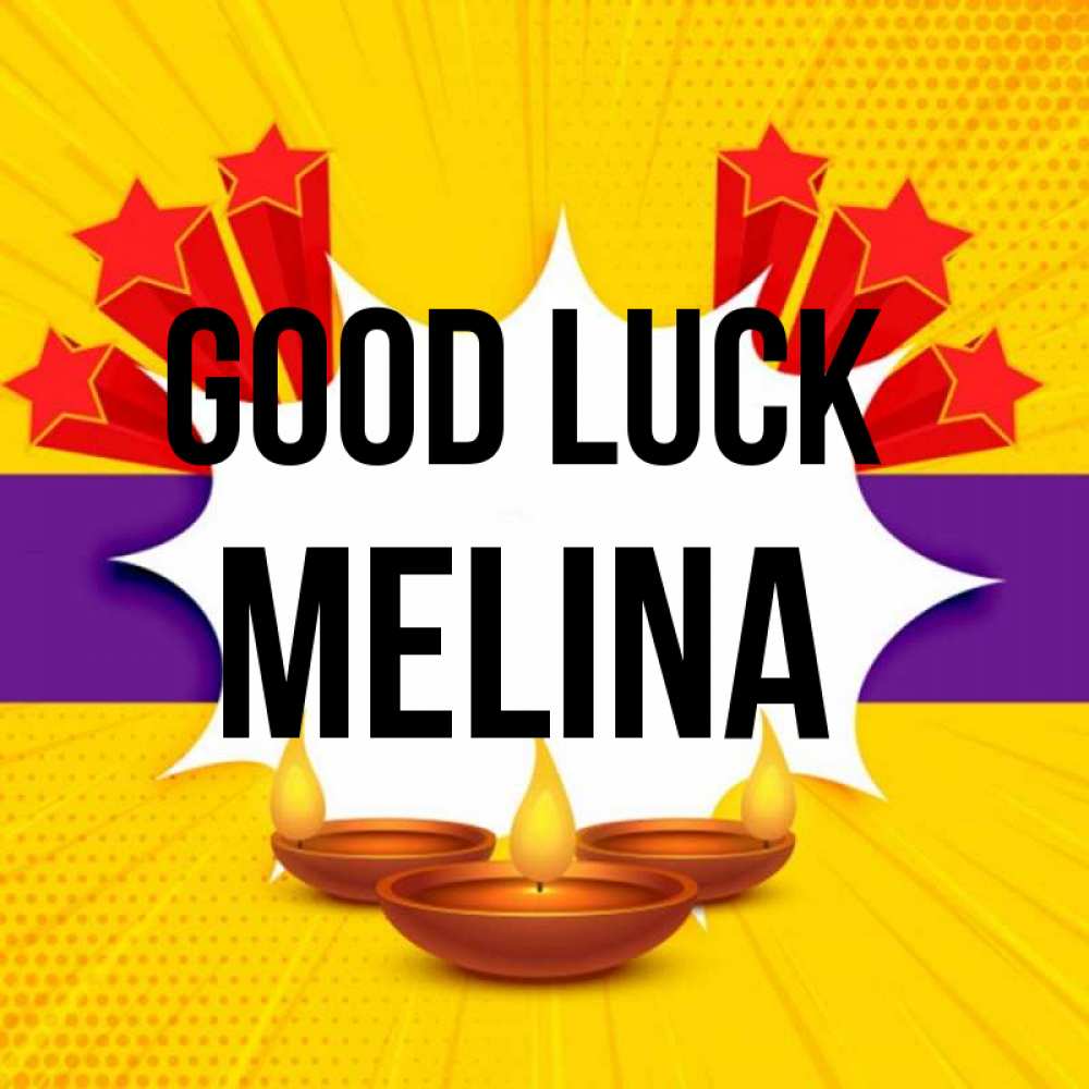 Greetings card с именем, Melina Good luck векторное изображение Greetings with text for free download 
