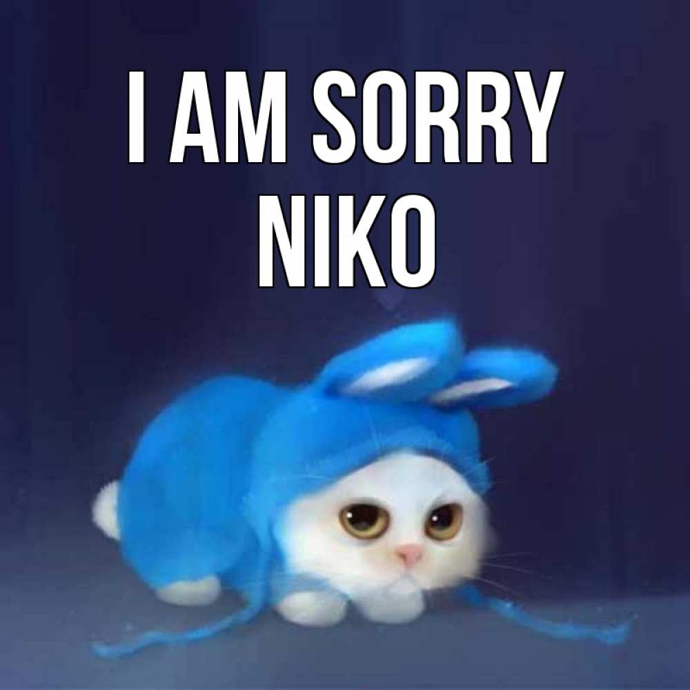Greetings card с именем, Niko I am sorry невинный котозай просит прощения Greetings with text for free download 