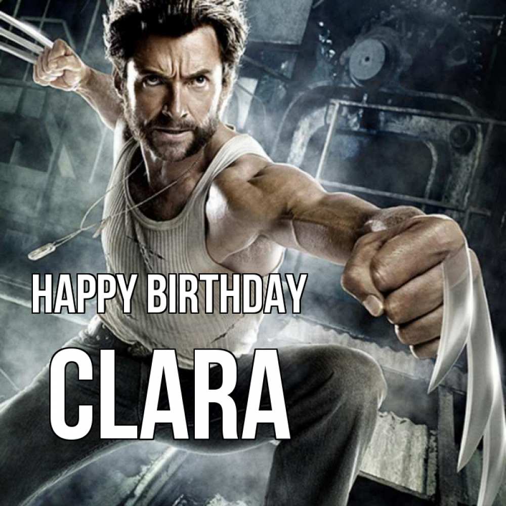 Greetings card с именем, Clara Happy Birthday супергерой в ярости Greetings with text for free download 