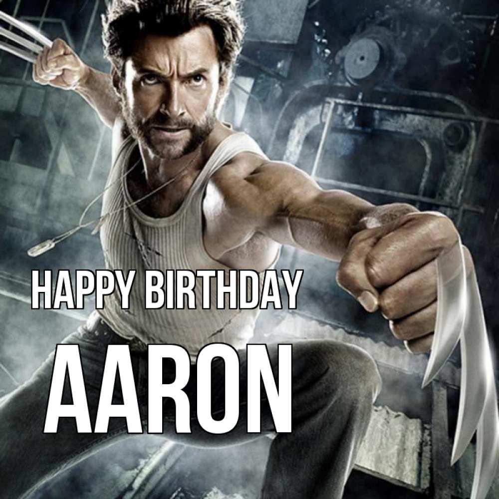 Greetings card с именем, Aaron Happy Birthday супергерой в ярости Greetings with text for free download 