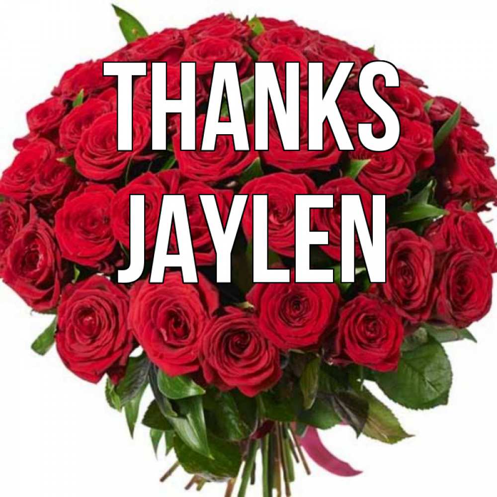 Greetings card с именем, Jaylen Thanks букет красных роз Greetings with text for free download 