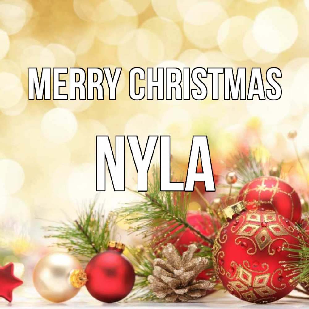 Greetings card с именем, Nyla Merry Christmas с рождеством Greetings with text for free download 