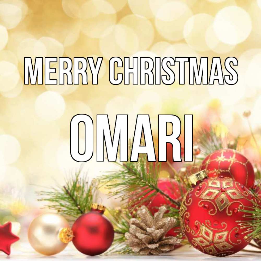 Greetings card с именем, Omari Merry Christmas с рождеством Greetings with text for free download 