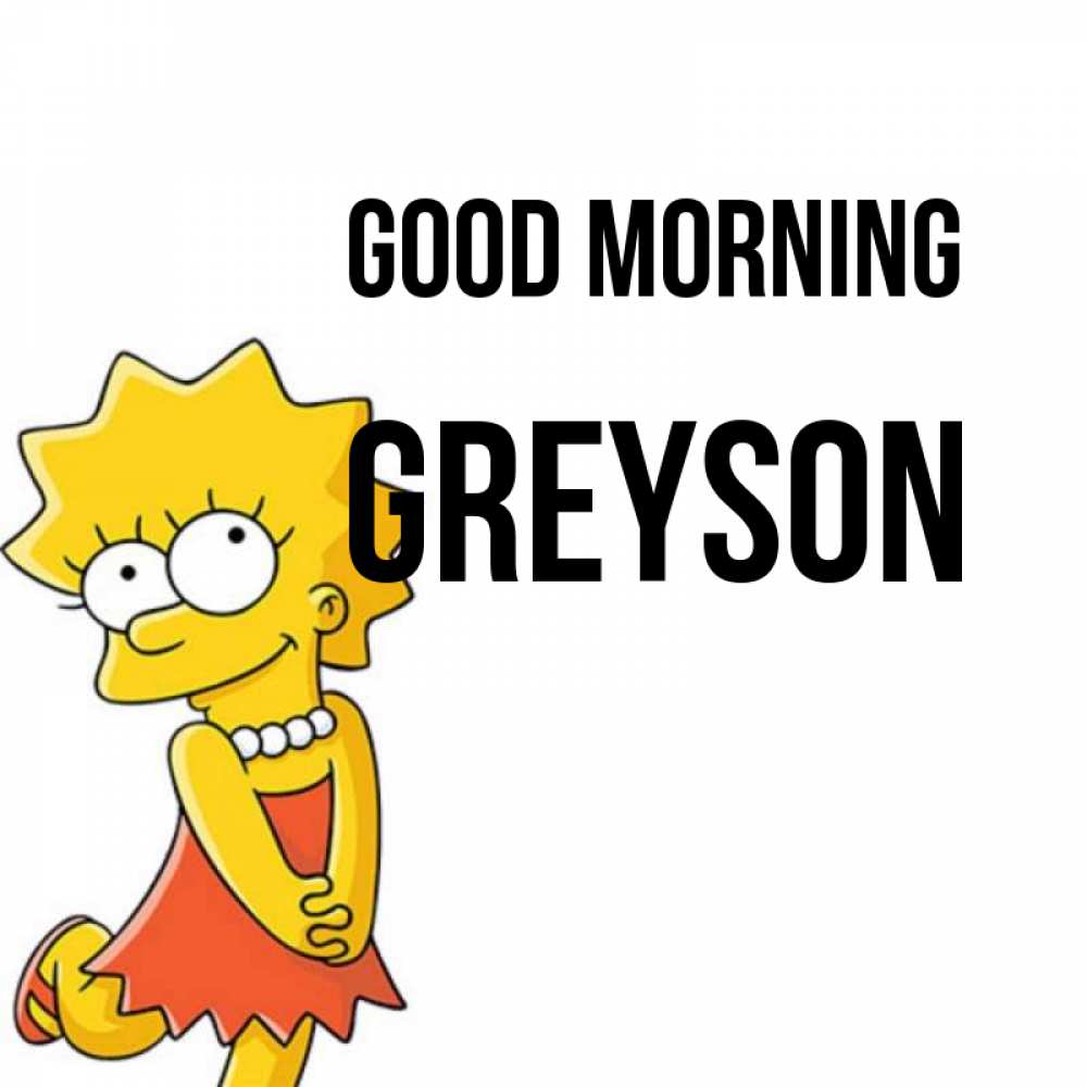 Greetings card с именем, Greyson Good morning в платье и ожерелье Greetings with text for free download 