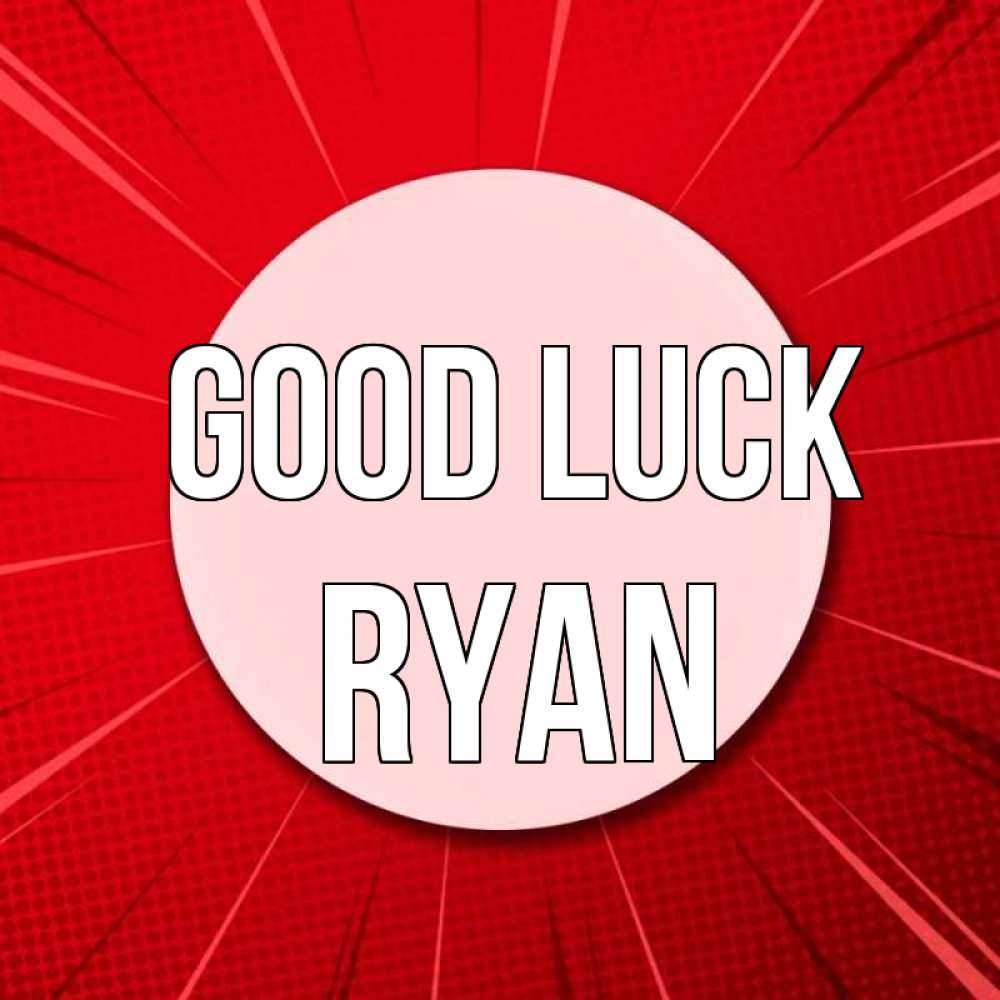 Greetings card с именем, Ryan Good luck розовая кнопка Greetings with text for free download 