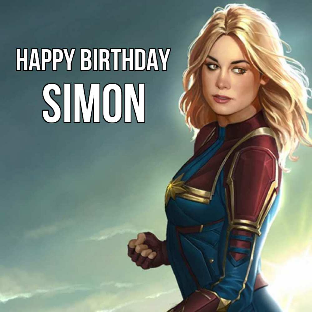 Greetings card с именем, Simon Happy Birthday холод жара Greetings with text for free download 