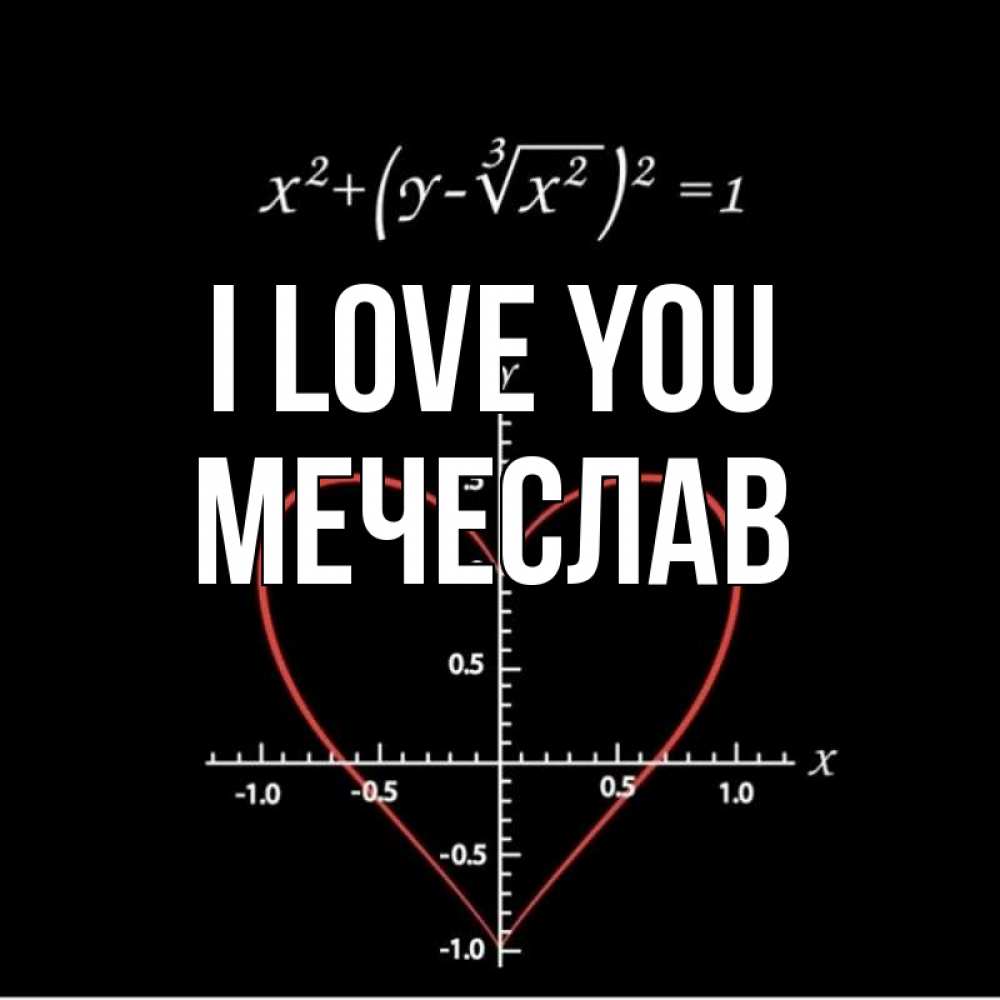 Greetings card с именем, Мечеслав I love you сердечная формула Greetings with text for free download 