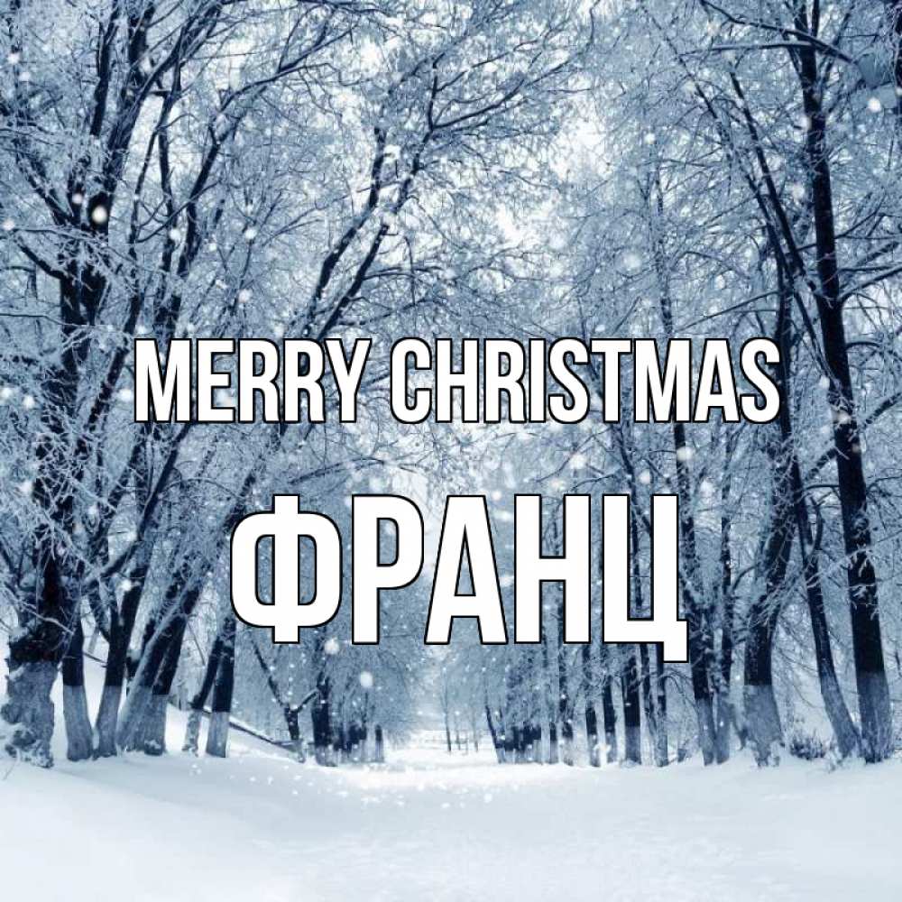Greetings card с именем, Франц Merry Christmas снег, лес, парк Greetings with text for free download 