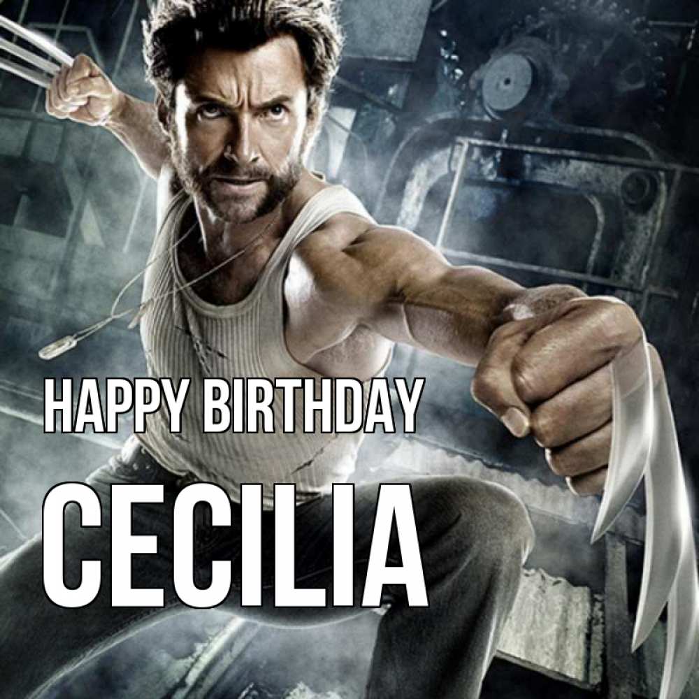 Greetings card с именем, Cecilia Happy Birthday супергерой в ярости Greetings with text for free download 