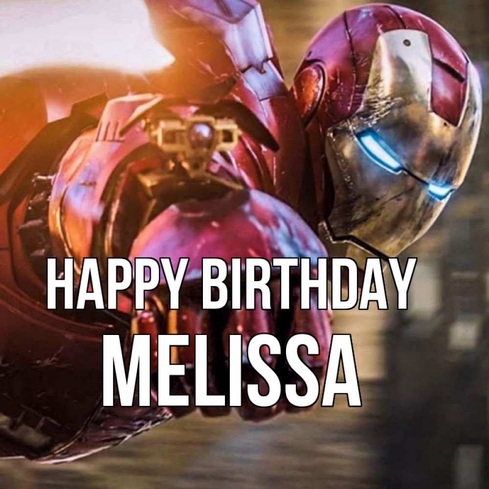 Greetings card с именем, Melissa Happy Birthday марвел супергерои в костюме Greetings with text for free download 