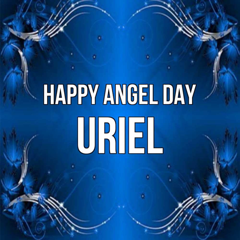 Greetings card с именем, Uriel happy angel day красивая рамочка с узорами Greetings with text for free download 