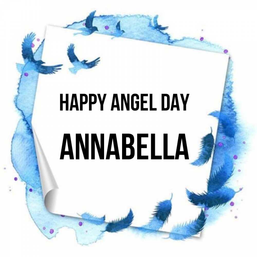 Greetings card с именем, Annabella happy angel day красивые птицы летят Greetings with text for free download 