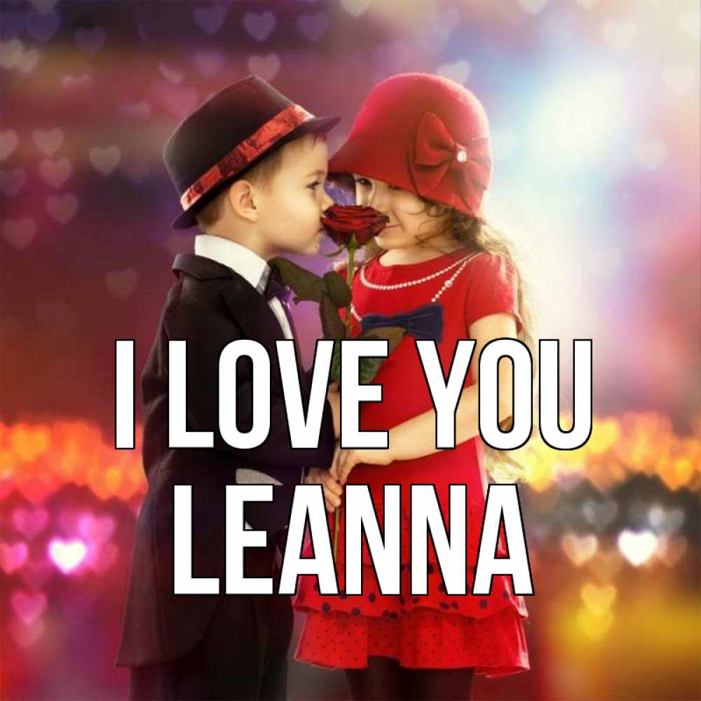 Greetings card с именем, Leanna I love you черное и красное и роза Greetings with text for free download 