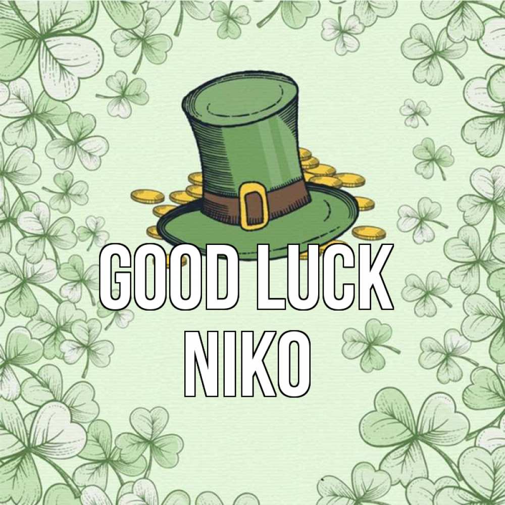 Greetings card с именем, Niko Good luck клевер Greetings with text for free download 