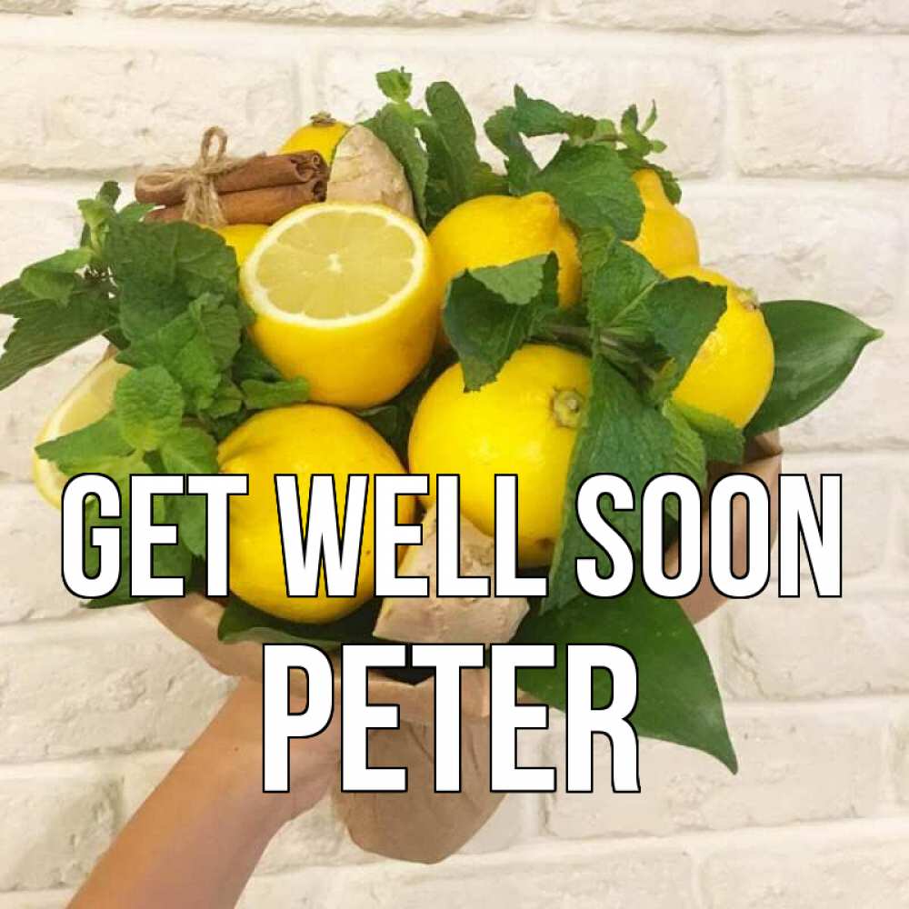 Greetings card с именем, Peter Get well soon витамины Greetings with text for free download 