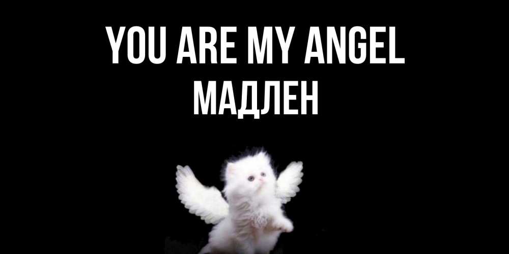 Greetings card с именем, Мадлен You are my angel Кот ангел Greetings with text for free download 