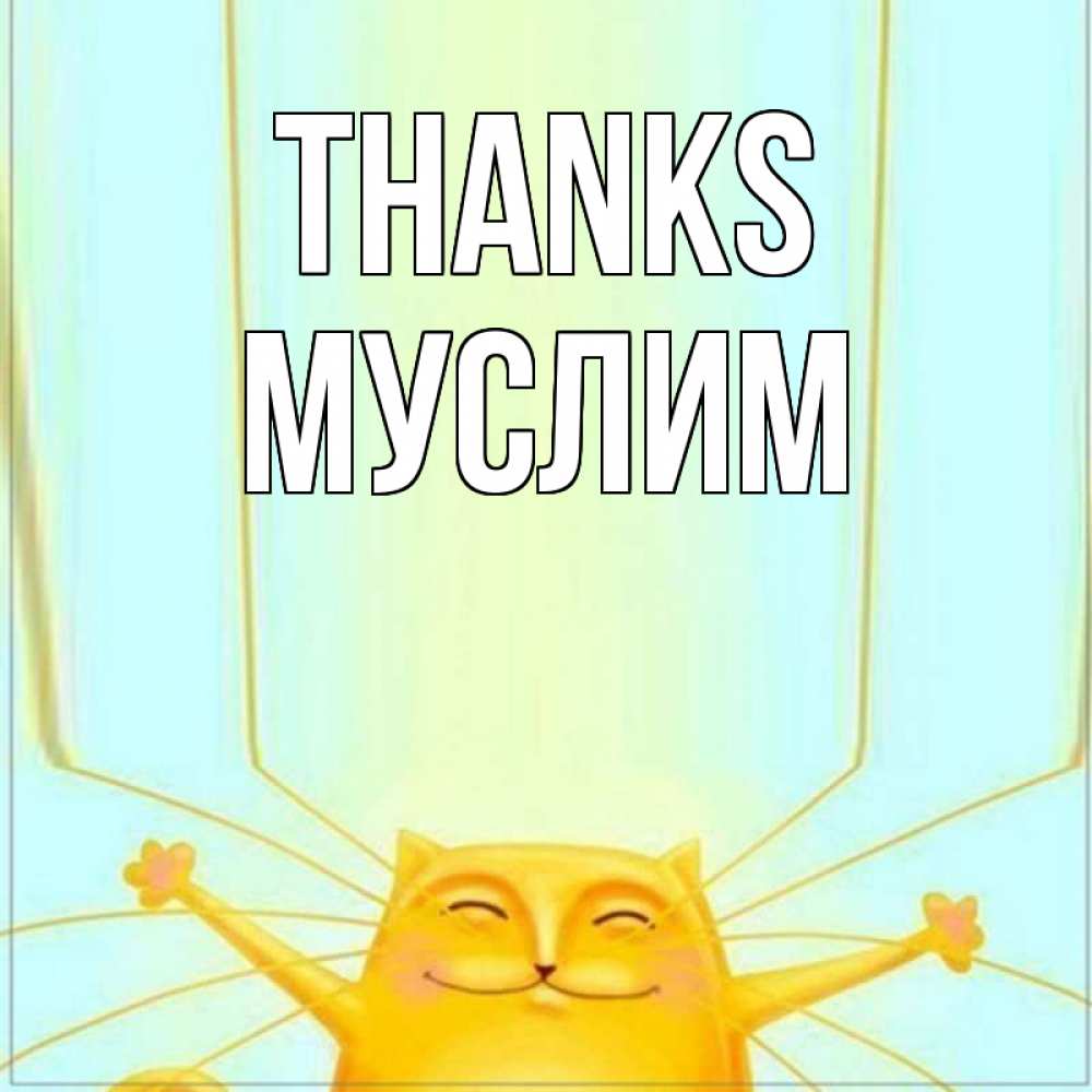Greetings card с именем, Муслим Thanks кот с усами благодарит Greetings with text for free download 
