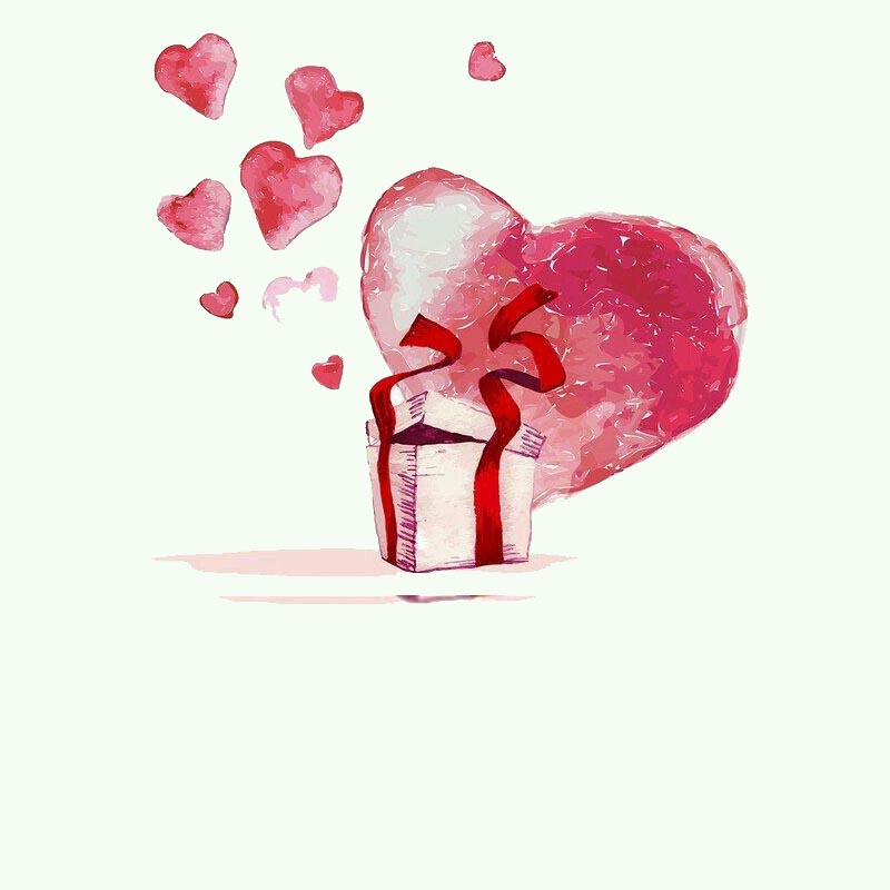 Открытка Открытка с сердечком и подарком признание в любви для парня или девушки Kiss you 