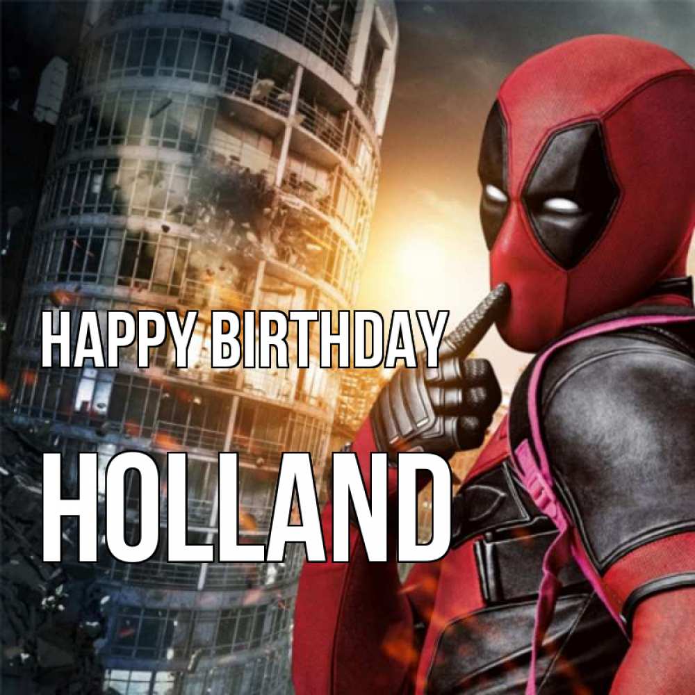 Greetings card с именем, Holland Happy Birthday с супергероями Greetings with text for free download 