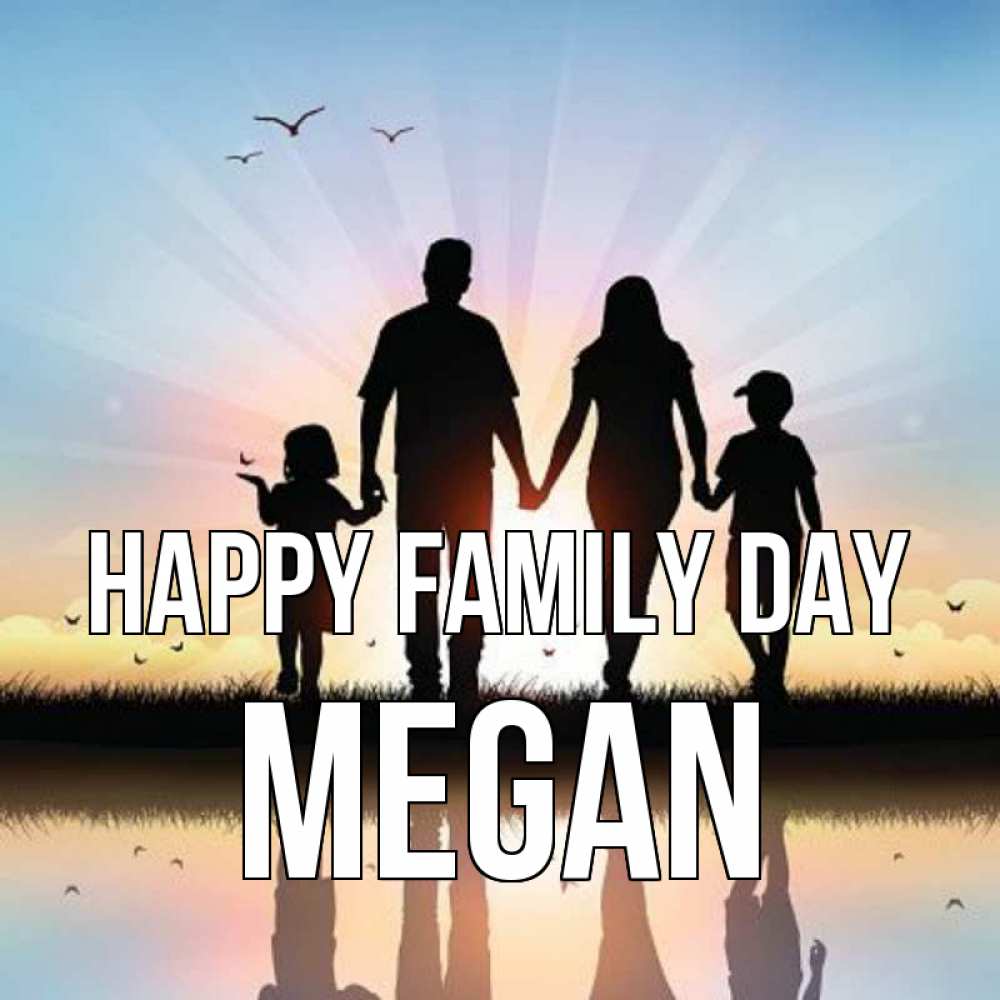 Greetings card с именем, Megan happy family day сын, дочка, мама, папа, море , закат Greetings with text for free download 