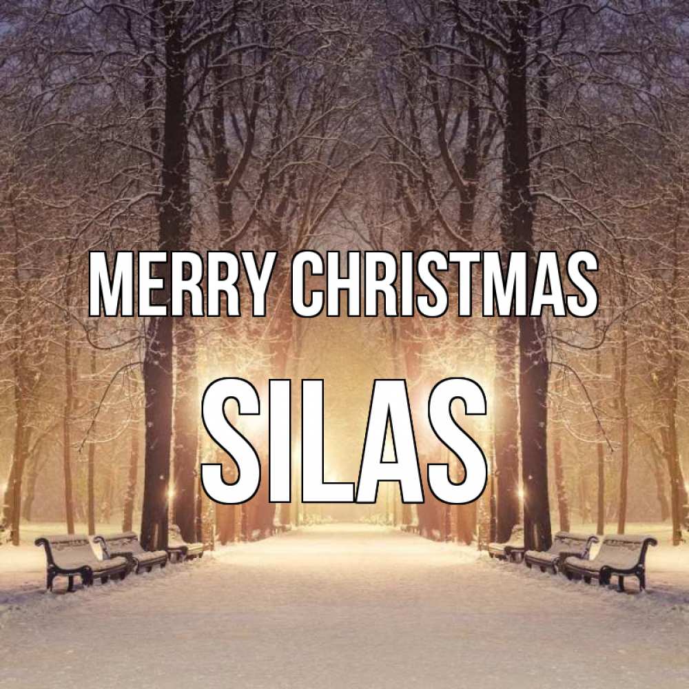 Greetings card с именем, Silas Merry Christmas зима, парк, фонарь, лес Greetings with text for free download 