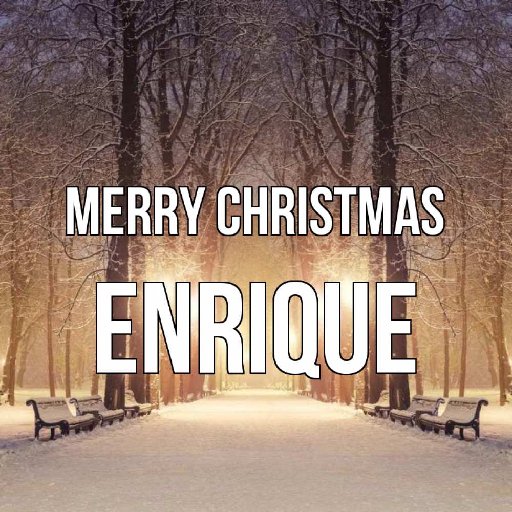 Greetings card с именем, Enrique Merry Christmas зима, парк, фонарь, лес Greetings with text for free download 