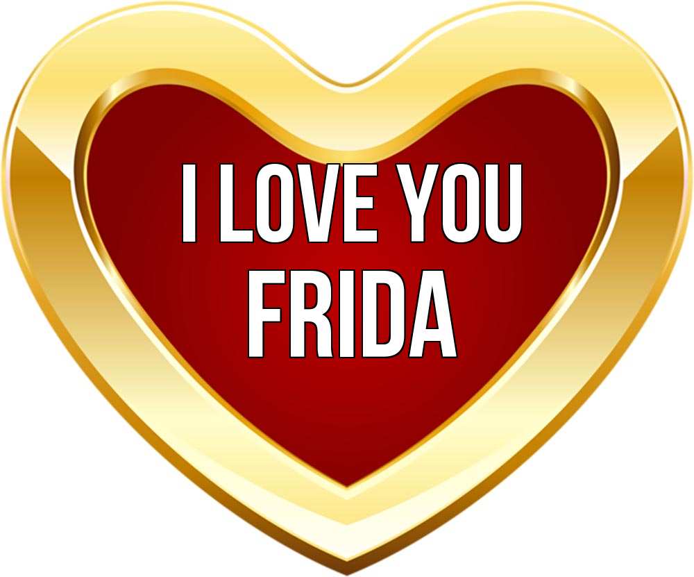 Greetings card с именем, Frida I love you из краски Greetings with text for free download 