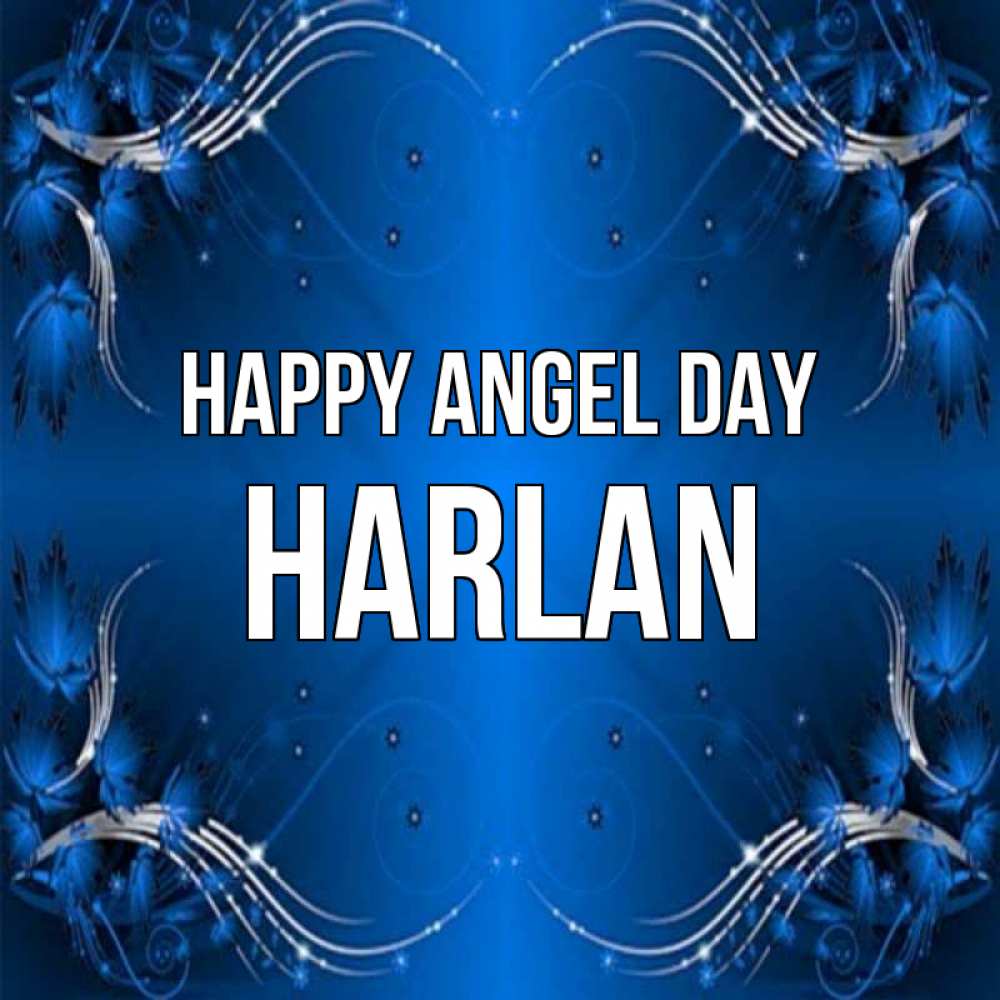 Greetings card с именем, Harlan happy angel day красивая рамочка с узорами Greetings with text for free download 
