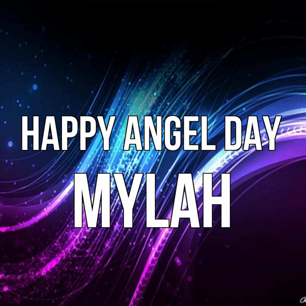 Greetings card с именем, Mylah happy angel day фиолетовый фон Greetings with text for free download 