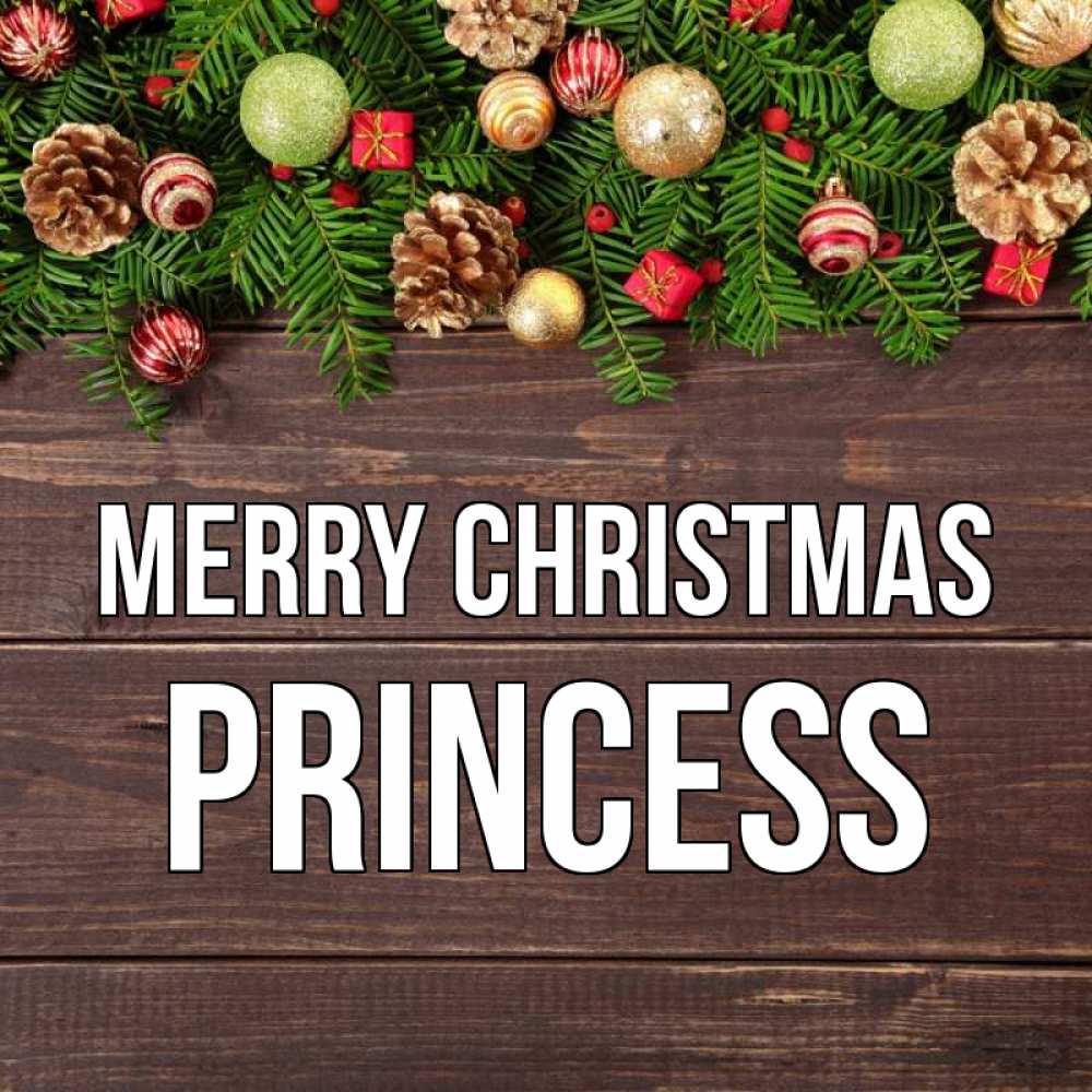 Greetings card с именем, Princess Merry Christmas с рождеством Greetings with text for free download 