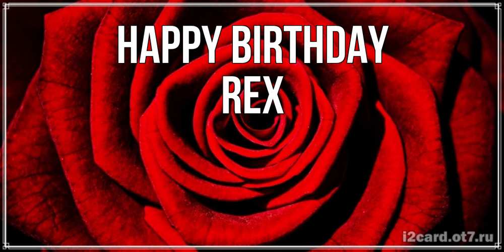 Greetings card с именем, Rex Happy Birthday алая роза Greetings with text for free download 