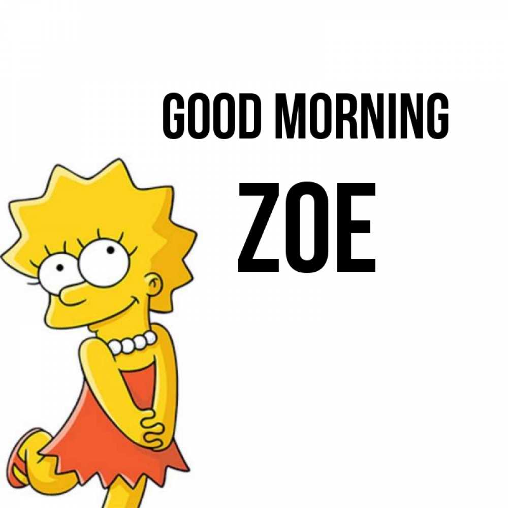 Greetings card с именем, Zoe Good morning в платье и ожерелье Greetings with text for free download 