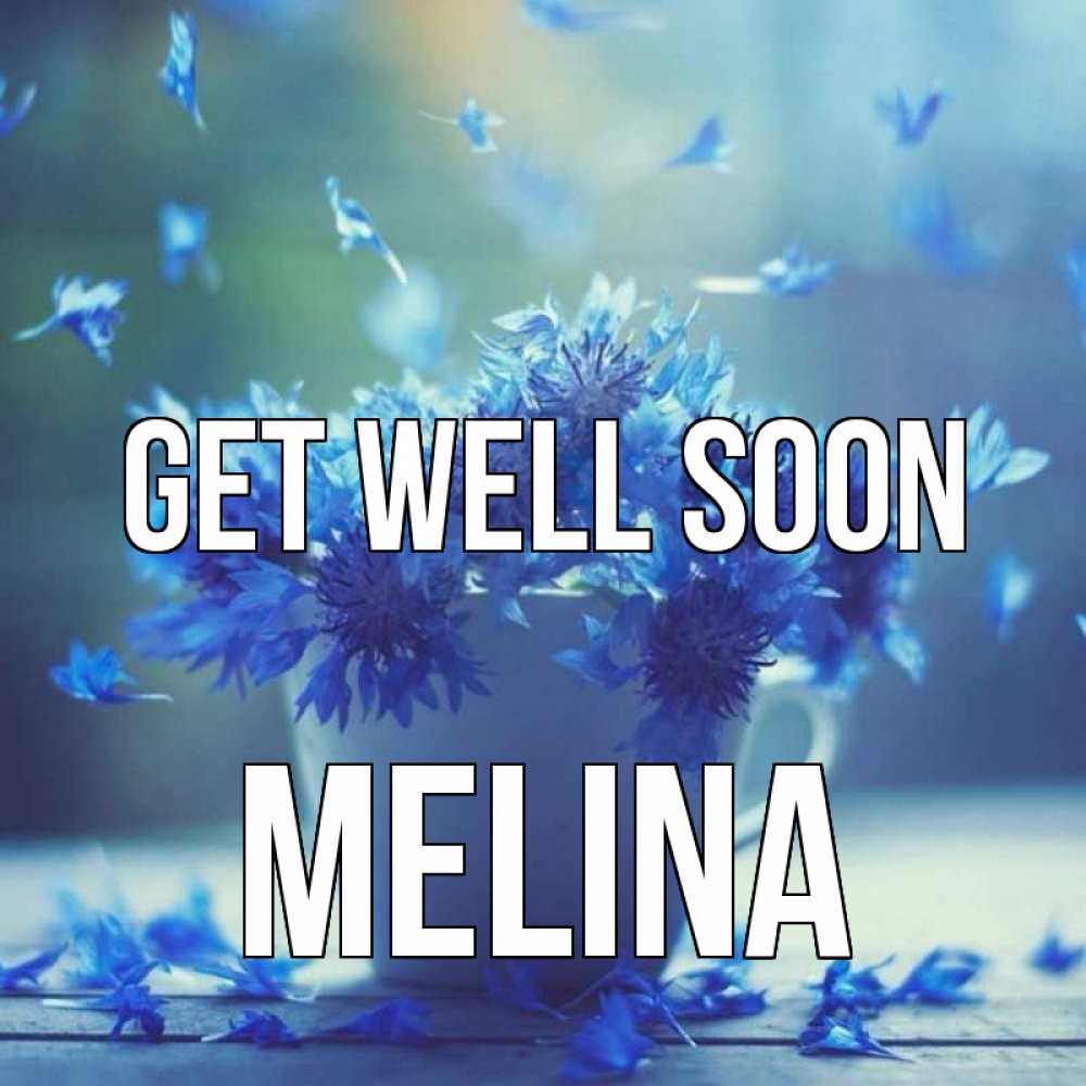 Greetings card с именем, Melina Get well soon кружка с зельем и цветами Greetings with text for free download 