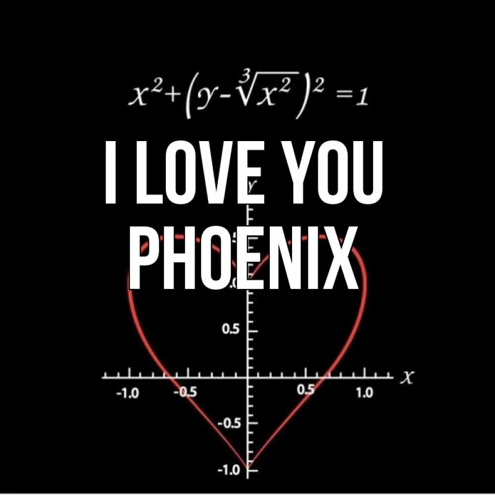 Greetings card с именем, Phoenix I love you сердечная формула Greetings with text for free download 