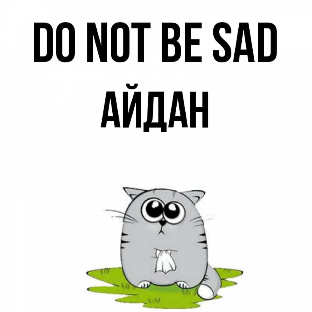 Greetings card с именем, Айдан Do not be sad грустный котяра Greetings with text for free download 