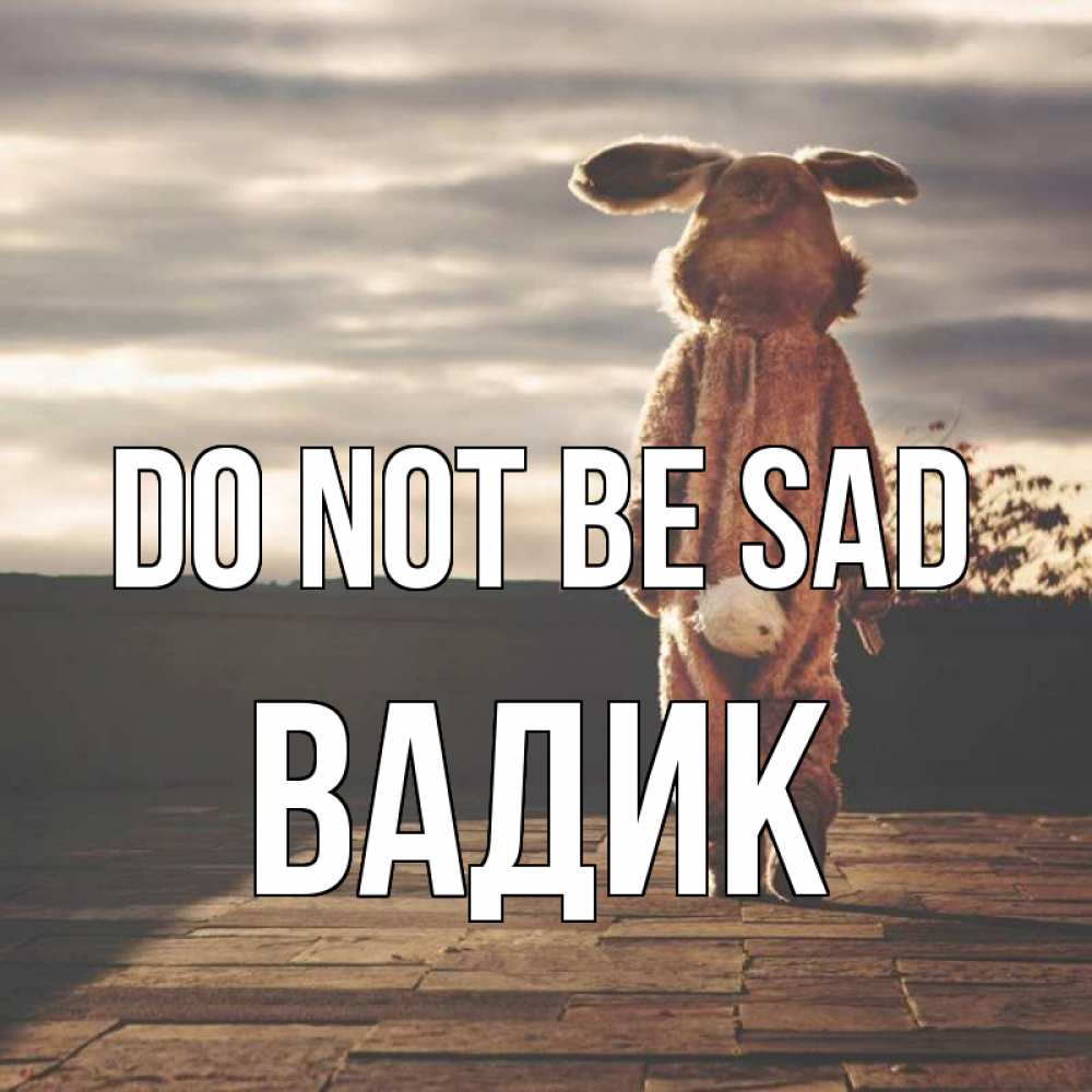 Greetings card с именем, Вадик Do not be sad со спины Greetings with text for free download 